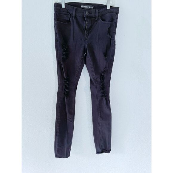 Express Black Distressed Jeans  - Picture 1 of 4